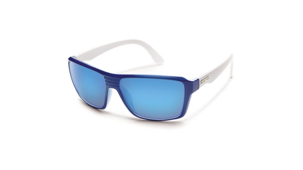 Suncloud Polarized Optics Colfax Sunglasses - Blue White Frame and Blue Mirror Polarized Polycarbonate Lens S-CFPPUMBLW