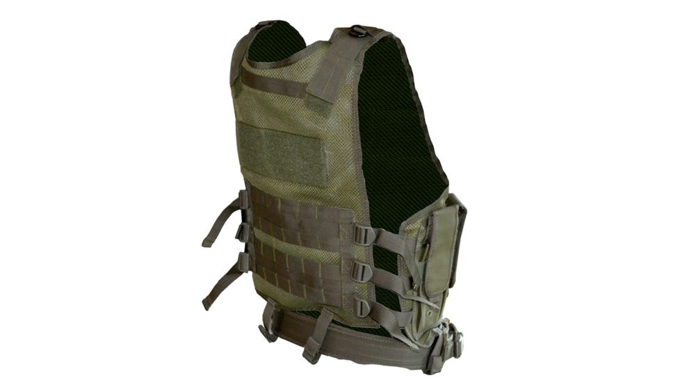 Sniper Tactical Multi Function Molle Plate Vest w/ Carrier for Bullet Clips, Bullets w/ Pouch, Green, Fully Adjustable Length / Girth ASVT01-OD