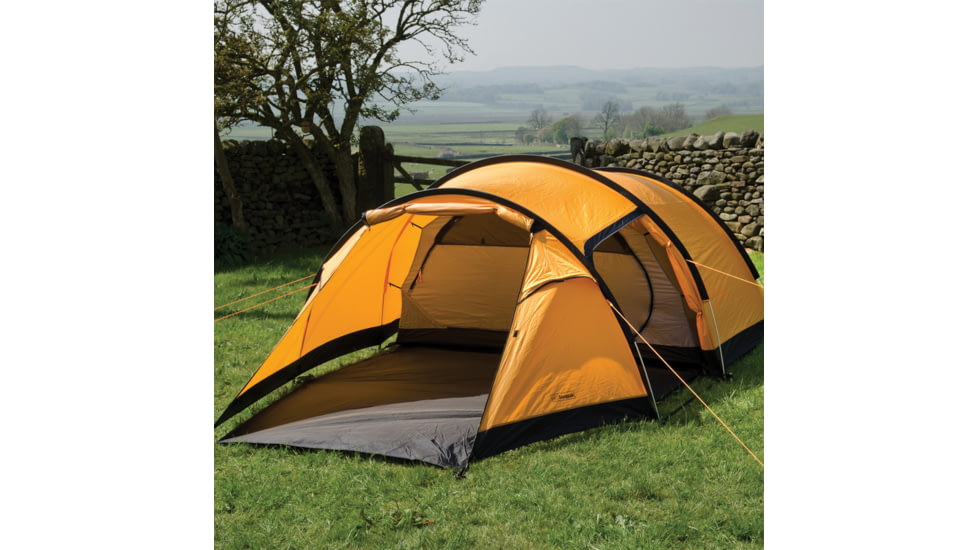SnugPak Journey Quad Tent, 75D 185T Ripstop Polyester, Two Vents And Two Mesh Vented Doors, Sunburst Orange, 96004