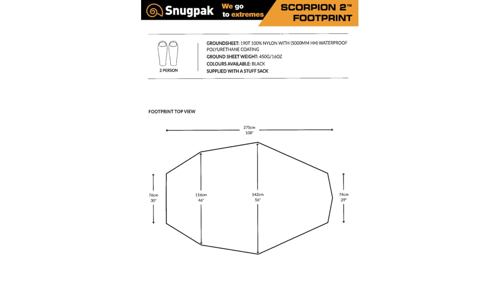 SnugPak Scorpion 2 Footprint, Black, FP-92870