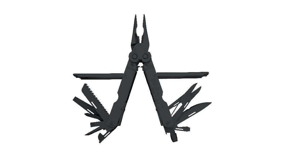 SOG Knives PowerLock EOD Multi-Tool, Black Oxide, Leather Sheath B61-L