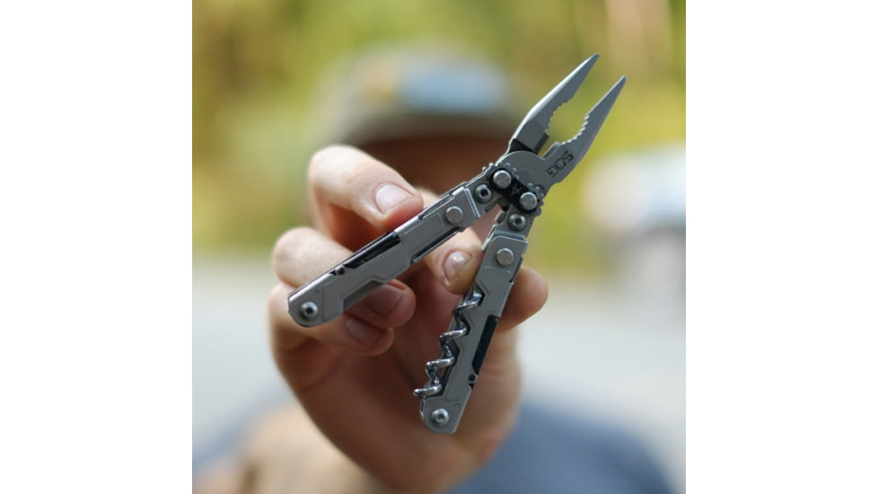 SOG Specialty Knives &amp; Tools PowerLitre Multi-Tool, Stainless Steel Blade, Stone Wash Finish, Grey/Grey, SOG-PL1001-CP