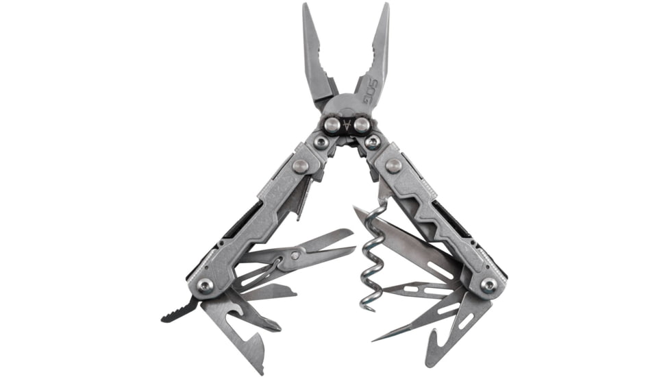 SOG Specialty Knives &amp; Tools PowerLitre Multi-Tool, Stainless Steel Blade, Stone Wash Finish, Grey/Grey, SOG-PL1001-CP