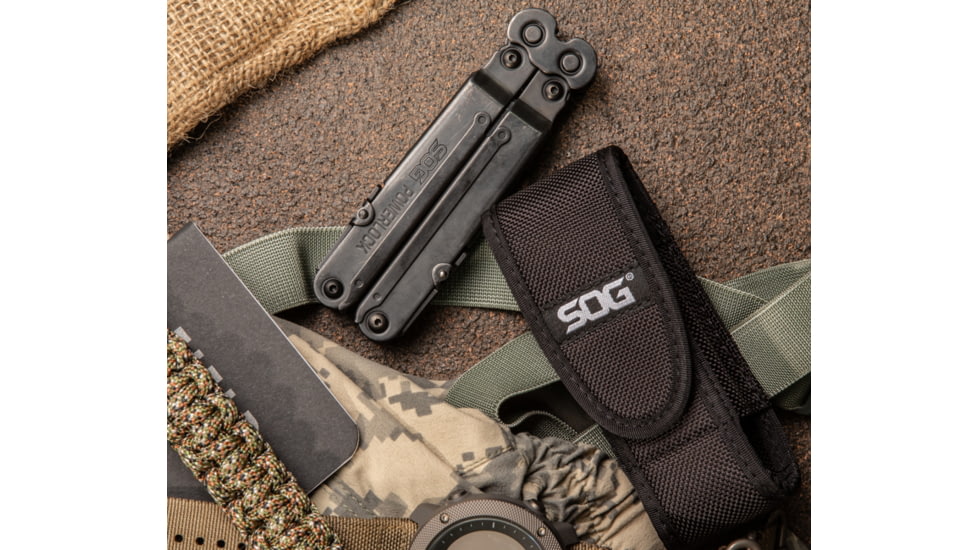 SOG Specialty Knives &amp; Tools PowerLock EOD Multi-Tool w/ V-Cutter, Nylon Sheath, Black/Black, SOG-B63N-CP