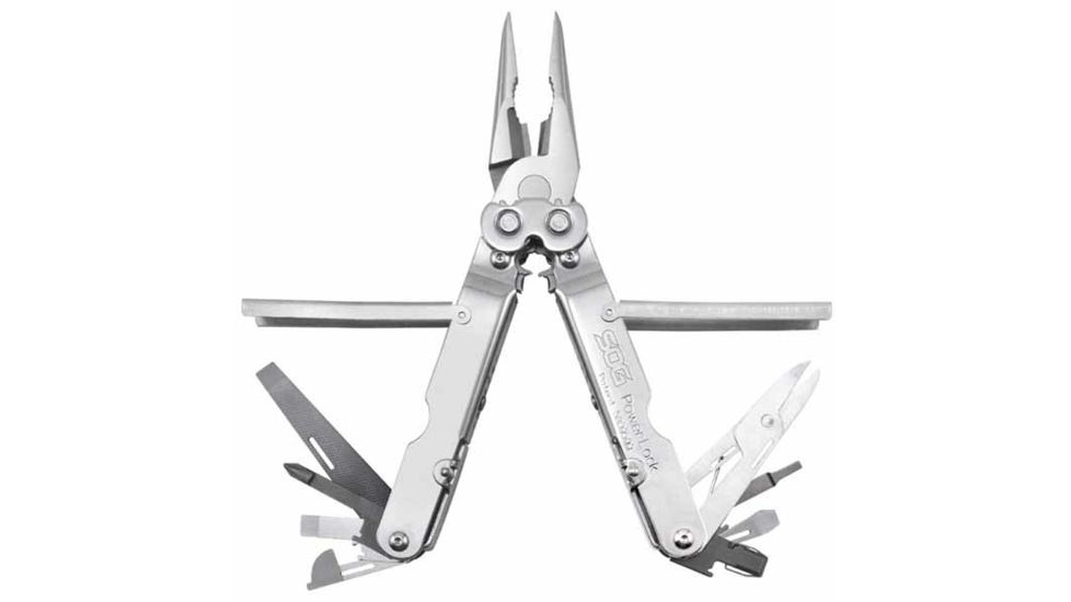 SOG Specialty Knives &amp; Tools Powerlock Traveler Multi-Tool,Satin w/Sheath,Clam Pack SOGS61TR-CP