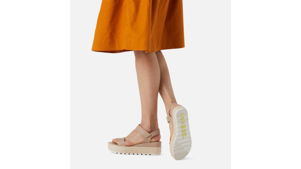 Sorel Cameron Flatform Leather Sandals - Womens, Honest Beige, 10 US, 1943611-246-10