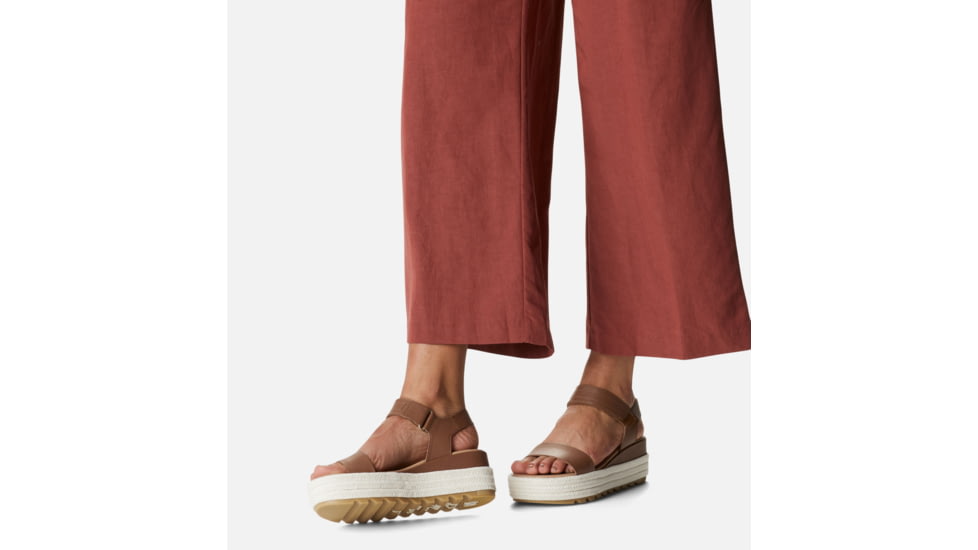 Sorel Cameron Flatform Leather Sandals - Womens, Velvet Tan/Chalk, 9.5 US, 1999471-242-9.5