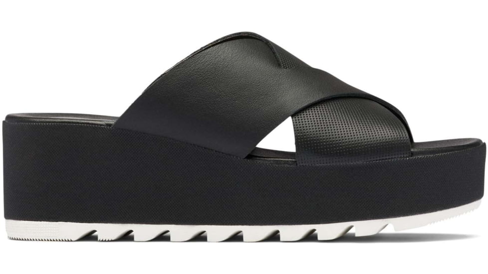 Sorel Cameron Flatform Mule Wedge Sandals Leather- Womens, Black/Sea Salt, 9 US, 1997951-010-9