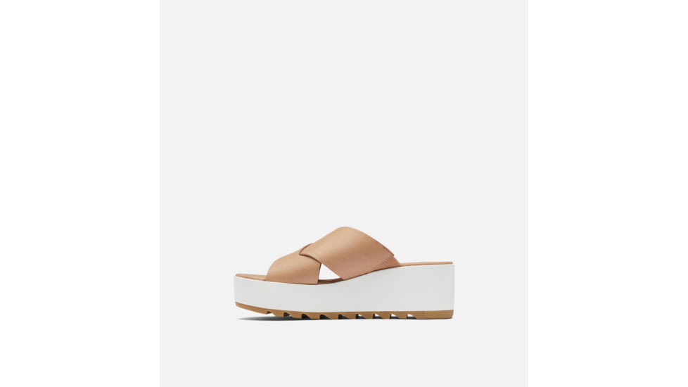 Sorel Cameron Flatform Mule Wedge Sandals Leather- Womens, Honest Beige/Sea Salt, 8 US, 1999151-246-8