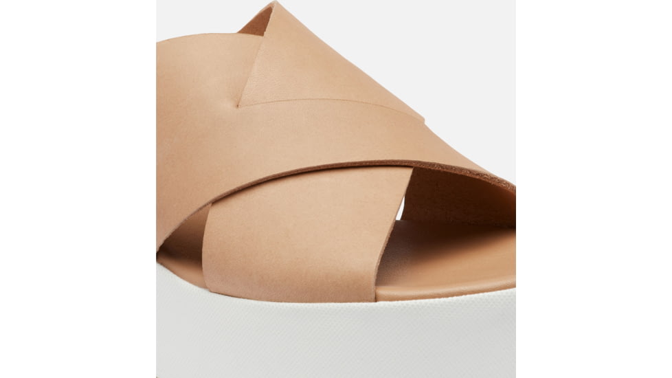 Sorel Cameron Flatform Mule Wedge Sandals Leather- Womens, Honest Beige/Sea Salt, 8 US, 1999151-246-8