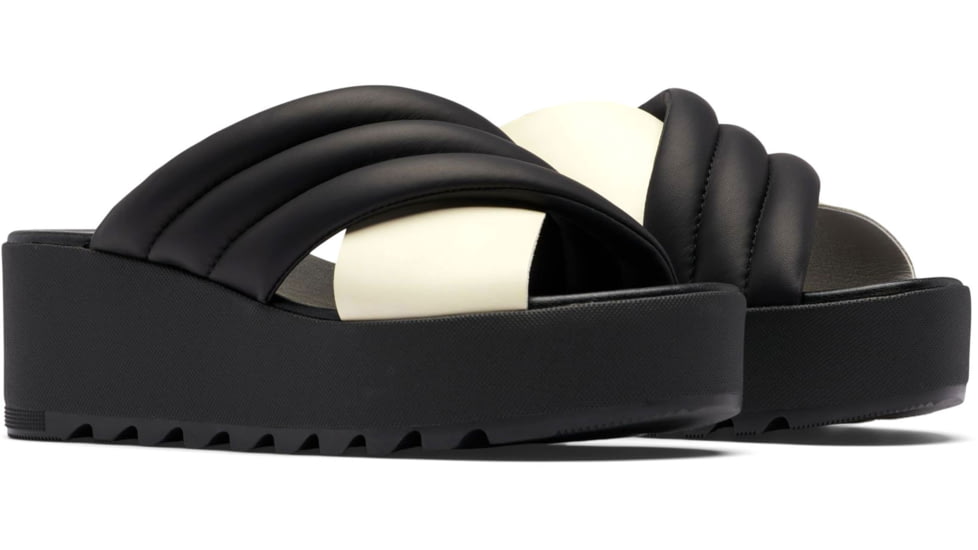 Sorel Cameron Flatform Puff Mule Sandals - Womens, Black/Sea Salt, 7 US, 2030451-010-7