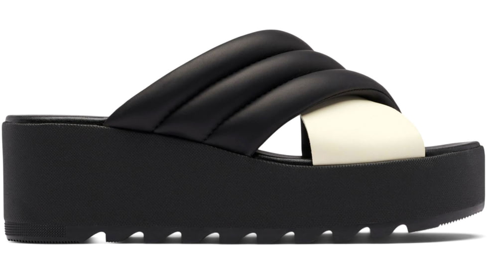 Sorel Cameron Flatform Puff Mule Sandals - Womens, Black/Sea Salt, 7 US, 2030451-010-7