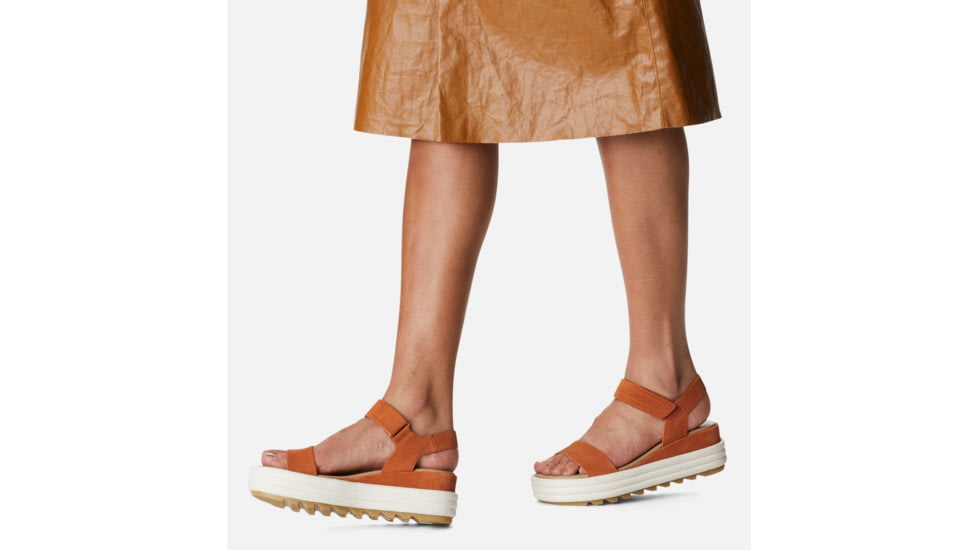 Sorel Cameron Flatform Suede Sandals - Womens, Desert Sun/Chalk, 9 US, 1986451-806-9