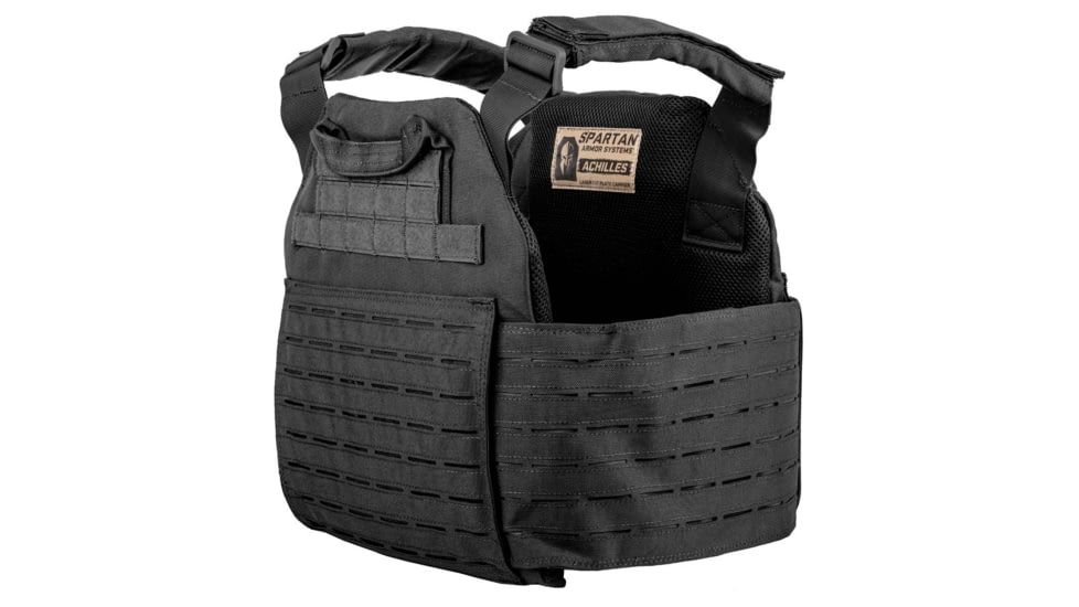 Spartan Armor Systems Achilles Laser Cut Plate Carrier, Small/Extra Large, Black, Adjustable, SAS-AC-LC-BK