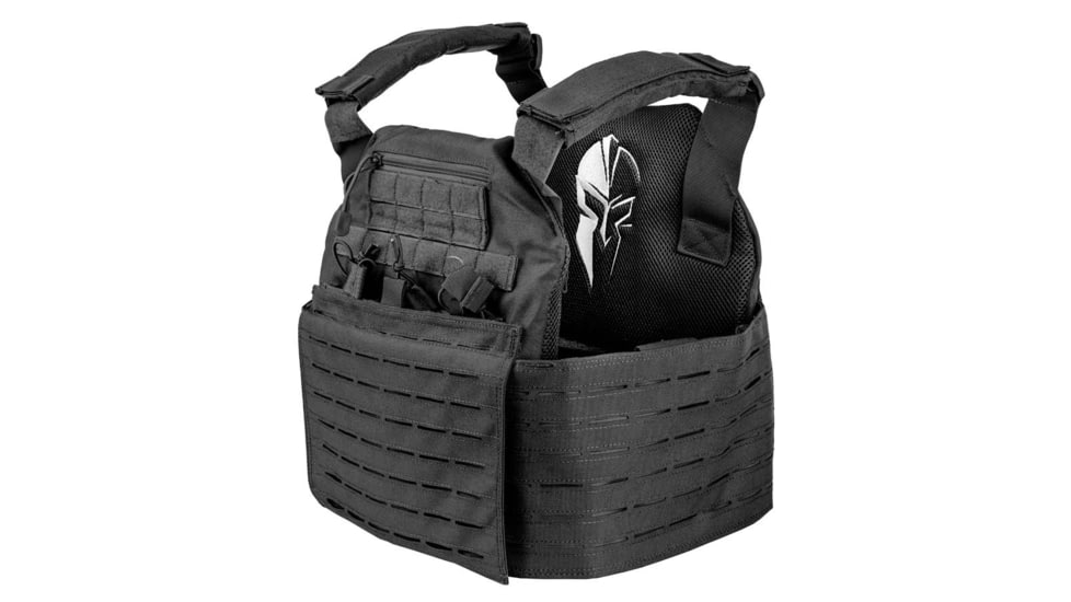 Spartan Armor Systems Achilles Laser Cut Plate Carrier, Small/Extra Large, Black, Adjustable, SAS-AC-LC-BK