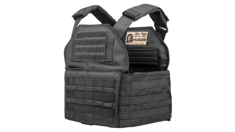 Spartan Armor Systems Shooters Cut Plate Carrier, Medium/Extra Large, Black, Adjustable, SAS-SHPC-BLK