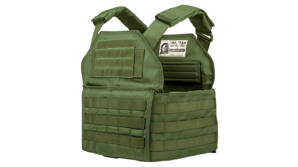 Spartan Armor Systems Shooters Cut Plate Carrier, Medium/Extra Large, OD Green, Adjustable, SAS-SHPC-OD