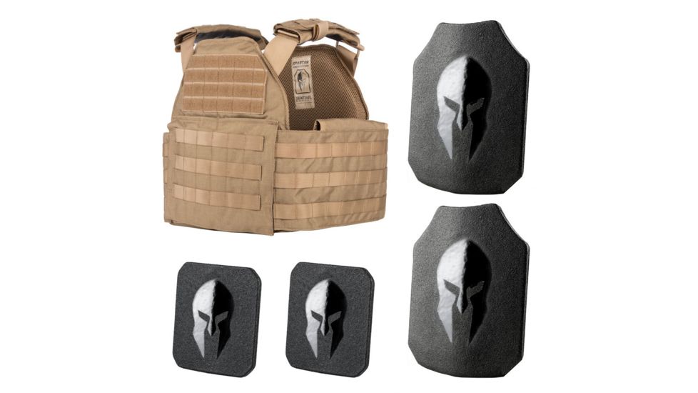 Spartan Armor Systems Spartan Armor/Sentinel Plate Carrier and AR550 Level III+ Body Armor Package, Coyote Brown, Adjustable, SAS-PKG550-STNL-CB-KIT, SAS-PKG550-STNL-CB-KIT