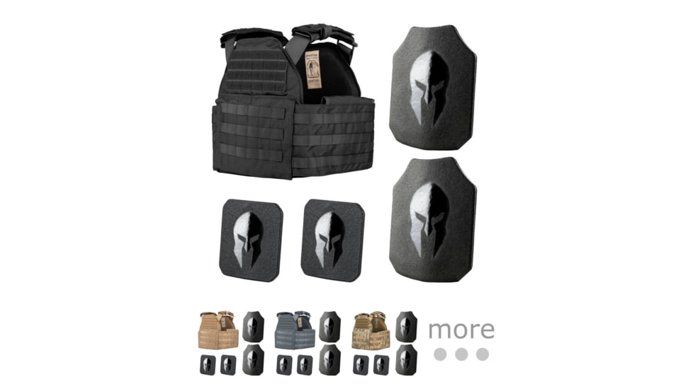 Spartan Armor Systems Spartan Armor/Sentinel Plate Carrier and AR550 Level III+ Body Armor Package, Black, Coyote Brown, Gunmetal Gray, Multi-Cam, SparTan Green, Wolf Gray