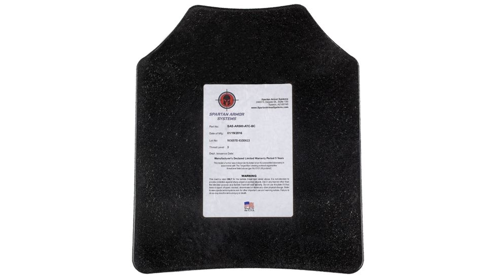 Spartan Armor Systems Spartan Omega AR500 Steel Core Armor Body Armor, Shooters Cut, Two Set, Black, 11x14, SAS-AR5001114-FC-ATC, SAS-AR5001114-FC-ATC