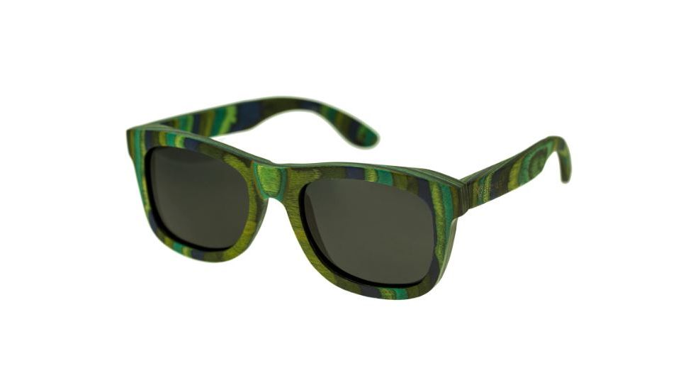 Spectrum Sunglasses Kalama S104BK Sunglasses, Green Stripe FRAME, Black Lens SSGS104BK