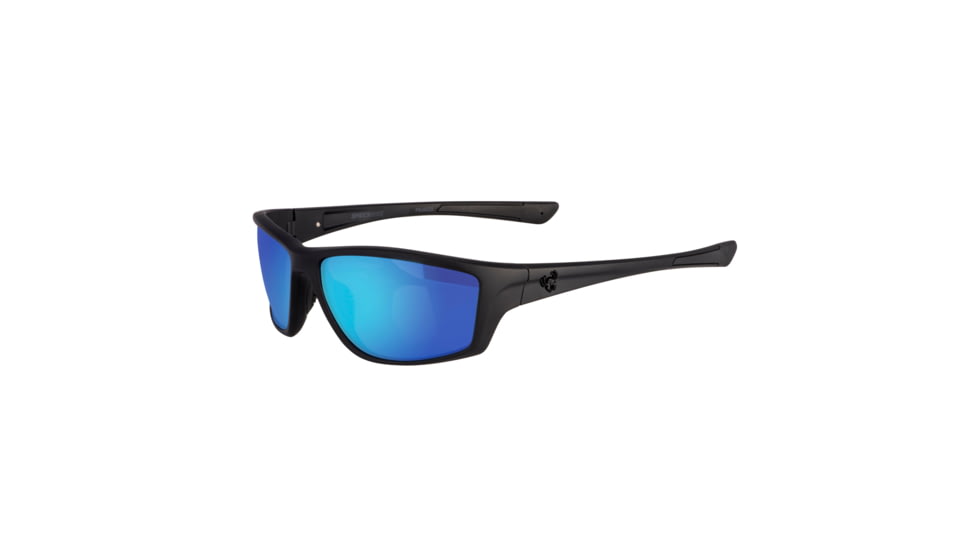 Spiderwire SPW008 Sunglasses, Black Frame, Blue Mirror (Grey Base) Lens 1479121