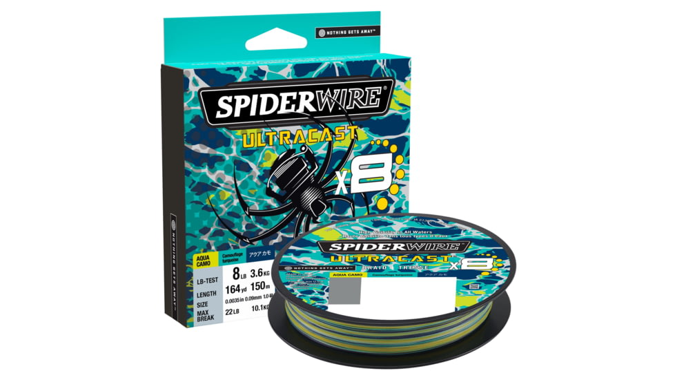 Spiderwire Ultracast Braid Superline, 0.0035in/0.19mm, 8lb/3.6kg, 328yd/300m, 2lb, Aqua Camo, SUCVP8-AQC