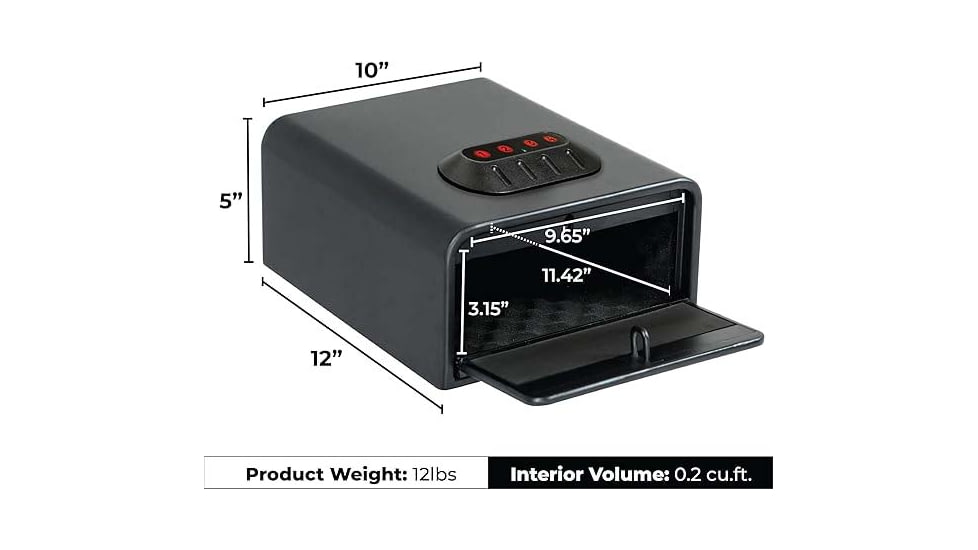 Sports Afield SA-HD2 Home Defense Quick Access Vault, E-Lock, 1 Handgun, 5 x 10 x 12in, Black, No FRT, SAHD2