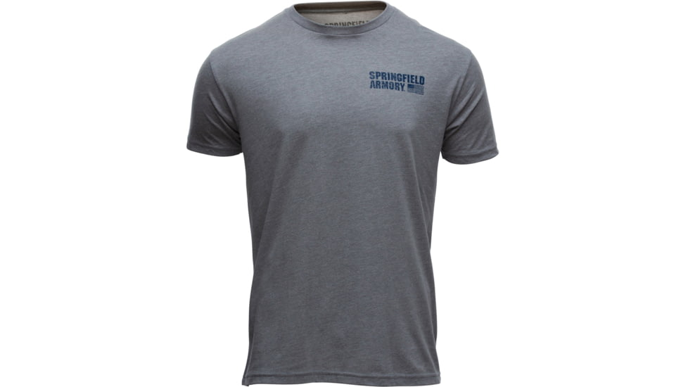 Springfield Armory American Flag Short Sleeve T-Shirt - Mens, Gray, Medium, GEP7125M