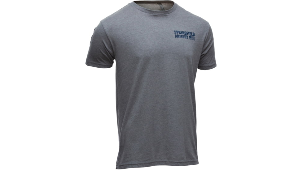 Springfield Armory American Flag Short Sleeve T-Shirt - Mens, Gray, Medium, GEP7125M