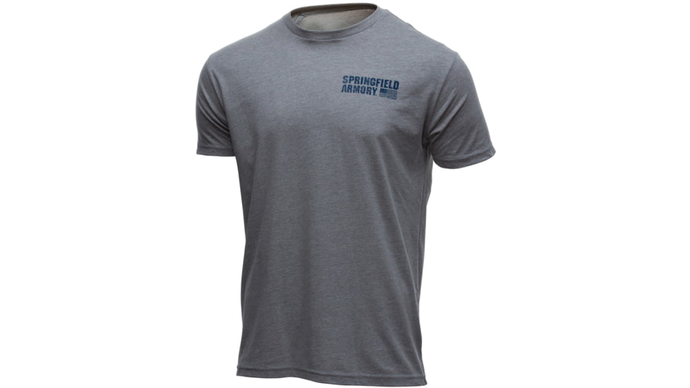 Springfield Armory American Flag Short Sleeve T-Shirt - Mens, Gray, Medium, GEP7125M