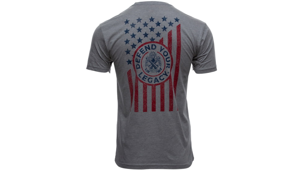 Springfield Armory American Flag Short Sleeve T-Shirt - Mens, Gray, Medium, GEP7125M