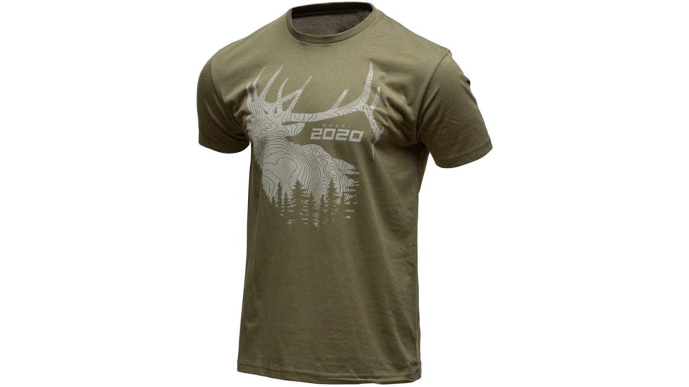 Springfield Armory Model 2020 Elk Short Sleeve T-Shirt - Mens, Military Green, Large, GEP8605L