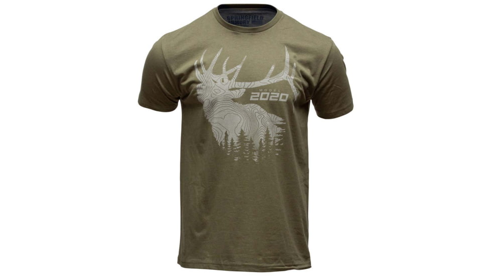 Springfield Armory Model 2020 Elk Short Sleeve T-Shirt - Mens, Military Green, Large, GEP8605L