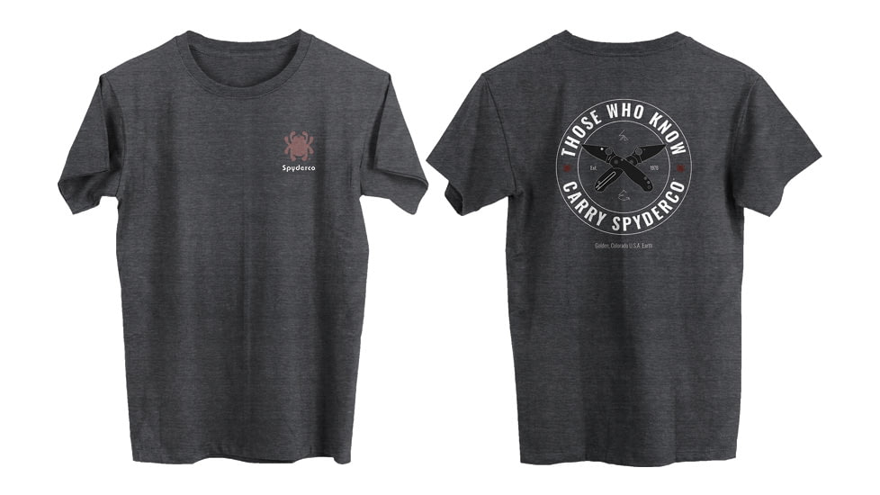 Spyderco Those Who Know T-Shirt - Mens, Heather Dark Gray, 2XL, SPY-TS01HDG-2XL