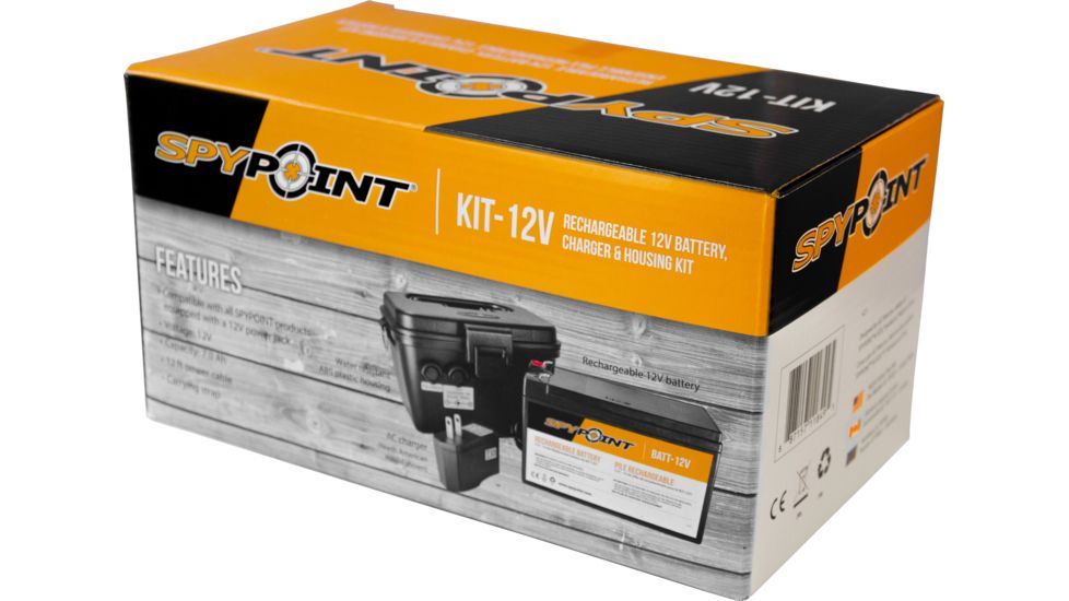Spypoint 12V Battery Kit w/12ft Power Cable, Black KIT-12V