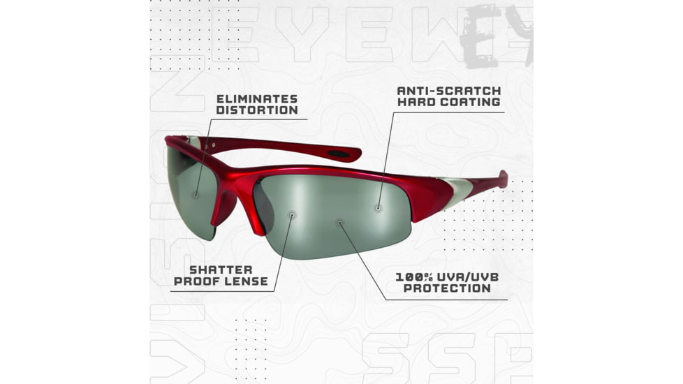SSP Eyewear Entiat CF+ Bifocal Shooting Glass Readers w/ 1.25 Magnification, Red Frame, Clear Mirrored Lens, ENTIAT 12 RED M