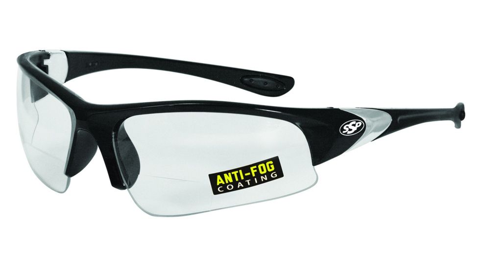 SSP Eyewear Entiat Clear Anti-Fog Bifocals Shooting Glass Readers w/ 1.50 Magnification, Black Frame, Crystal Clear Anti-Fog Lens 011711953561