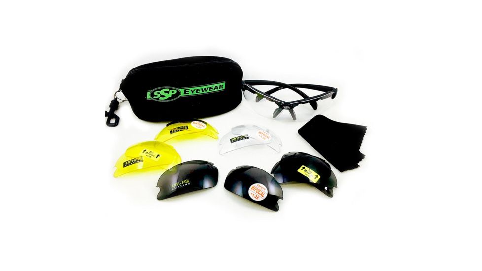 SSP Eyewear Top Focal Shooting Glasses Ultra Kit w/ 12 lenses, 2.25, Denial 2.25 AM, CL, SM Lenses, Black, Universal 011711956906