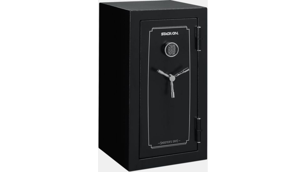 Stack-On 40in Shooters Pistol/Ammo Safe w/Electronic Lock,Door Storage,30min Fire Rating,1.5in,Locking Bolts,Black E-8-MB-E-S