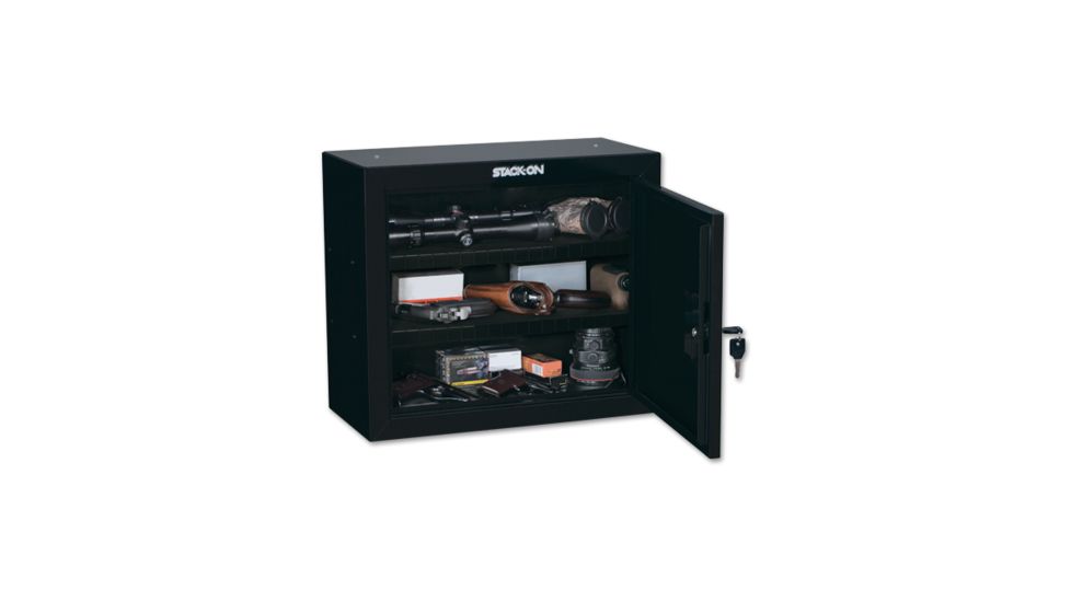 Stack-On Pistol/Ammo Steel Cabinet w/ 2 Removable Shelves, Large, Black GCB-900