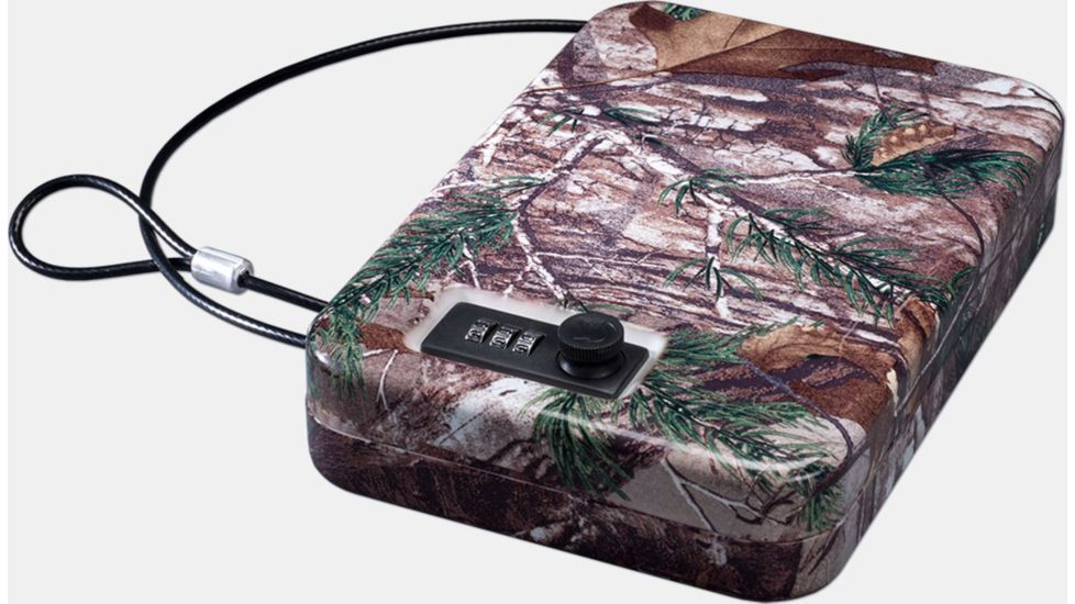 Stack-On Portable Case Gun Safe w/Combination Lock,9.5x6.5x1.75in,Matte Black Camo PC-95C-RTX