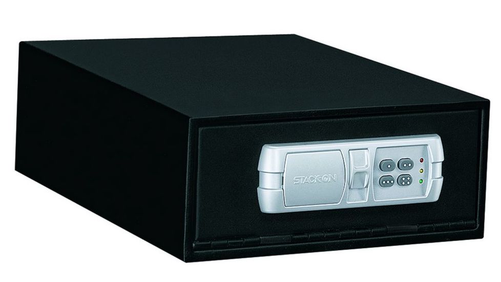 Stack-On Low Profile Quick Access Safe w/E-Lock and Mounting Plate,Black QAS-1504
