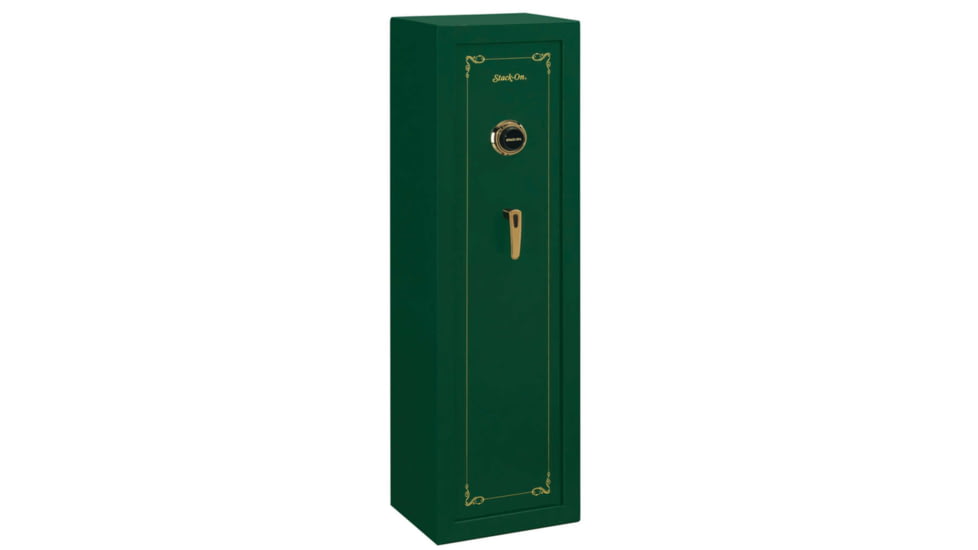 Stack-On Security Plus Gun Safe, 8 Gun, 53in Tall w/Combination Lock, Green/Gold STKSS8MGC