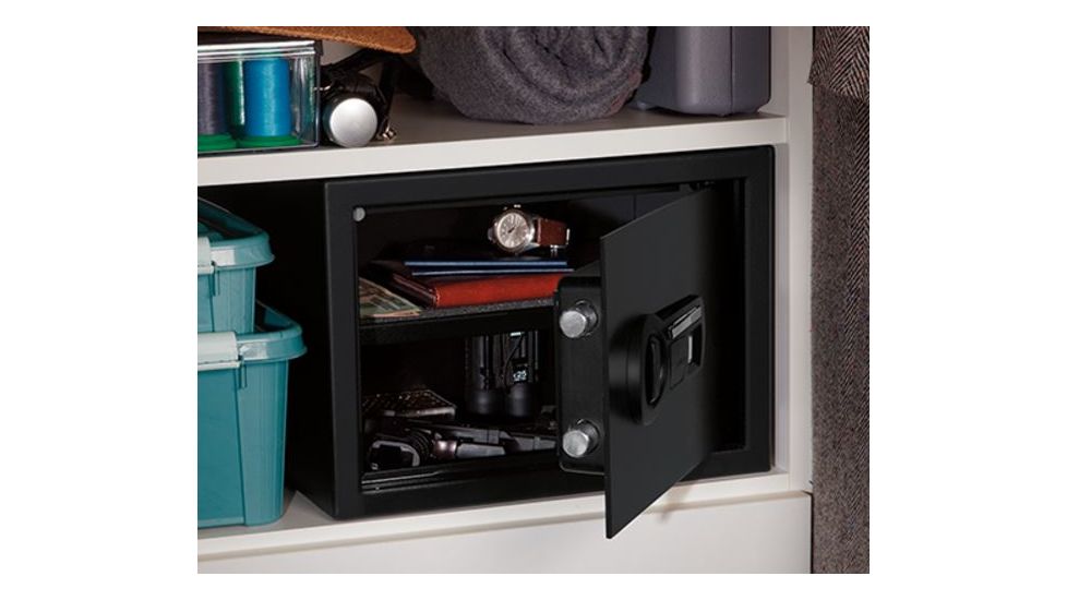 Stack-On Standard Personal Safe w/Biometric Lock,1 Shelf,13.88x9.88x9.88in,Matte Black PS-15-10-B