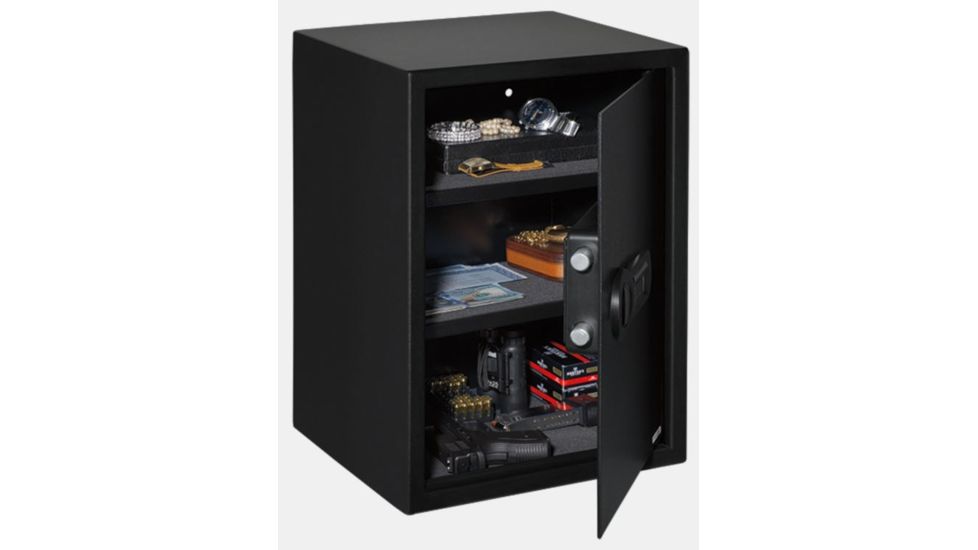 Stack-On Super Sized Personal Safe w/Biometric Lock,2 Shelves,13.74x12.99x19.69in,Matte Black PS-15-20-B