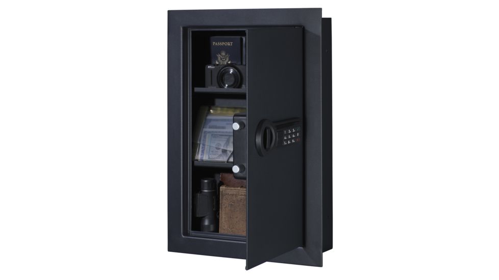 Stack-On Wall Safe with Biometric Lock, MATTE BLACK PWS-15522-B