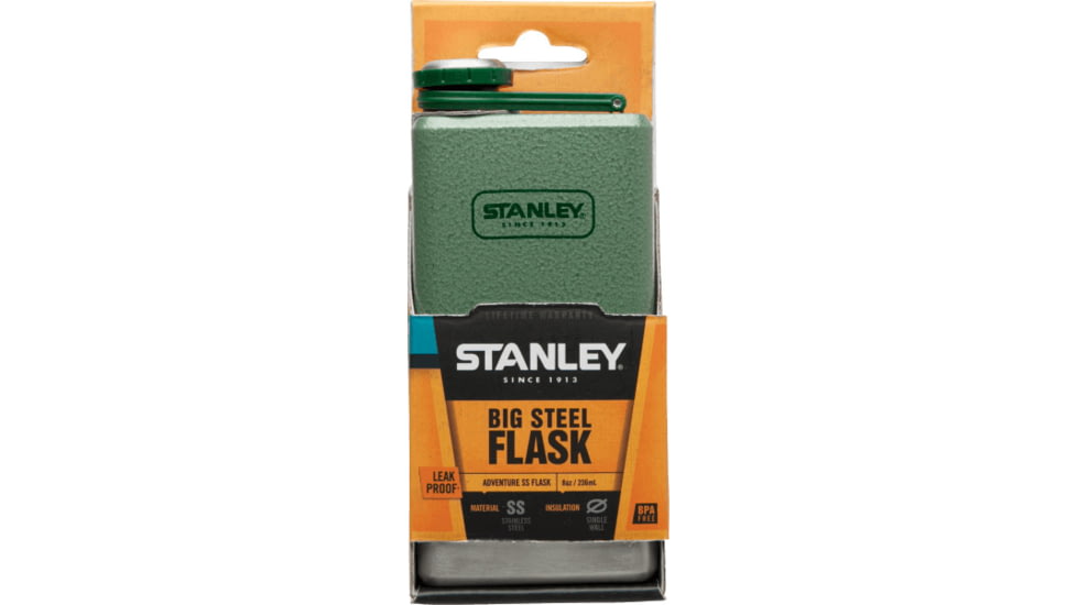 Stanley PMI Adventure SS Flask - 8 Oz, Hammertone Green, 10-01564-001