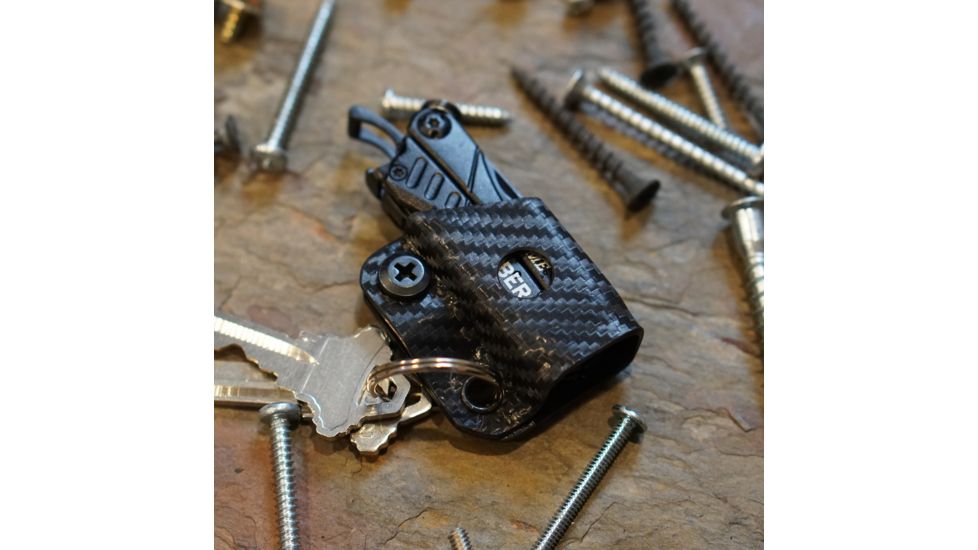 StatGear Kydex Keychain Sheath for Gerber Dime &amp; Leatherman Squirt, Carbon Fiber Black, GDIME-CF-BLK