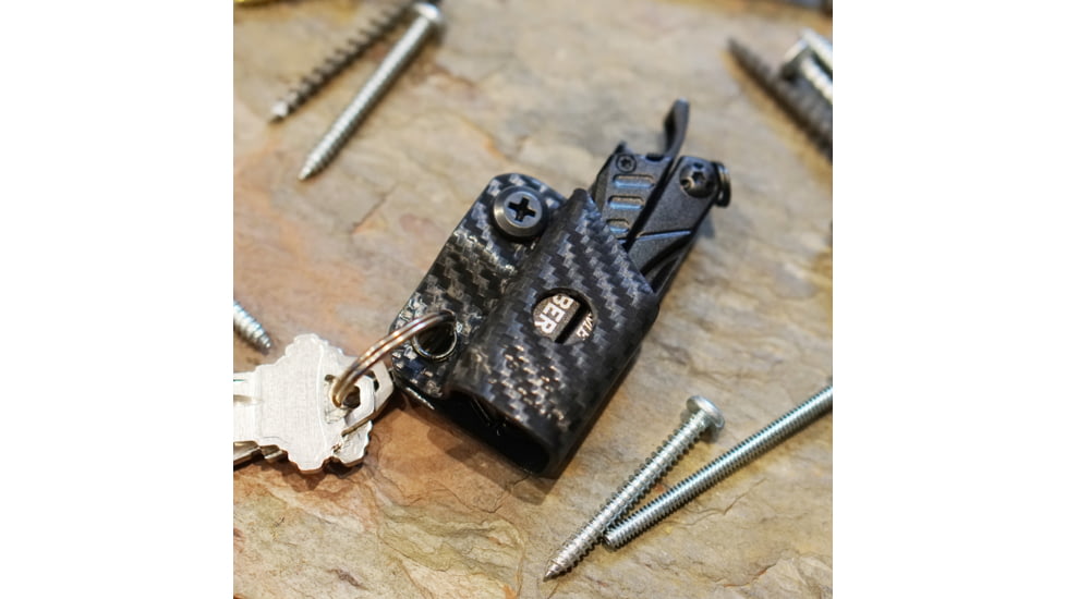 StatGear Kydex Keychain Sheath for Gerber Dime &amp; Leatherman Squirt, Carbon Fiber Black, GDIME-CF-BLK